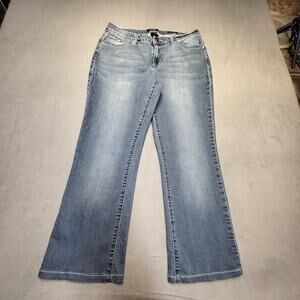 Earl Jeans Womens Size 14 Blue Slim Boot Cut Distressed Stretch Denim